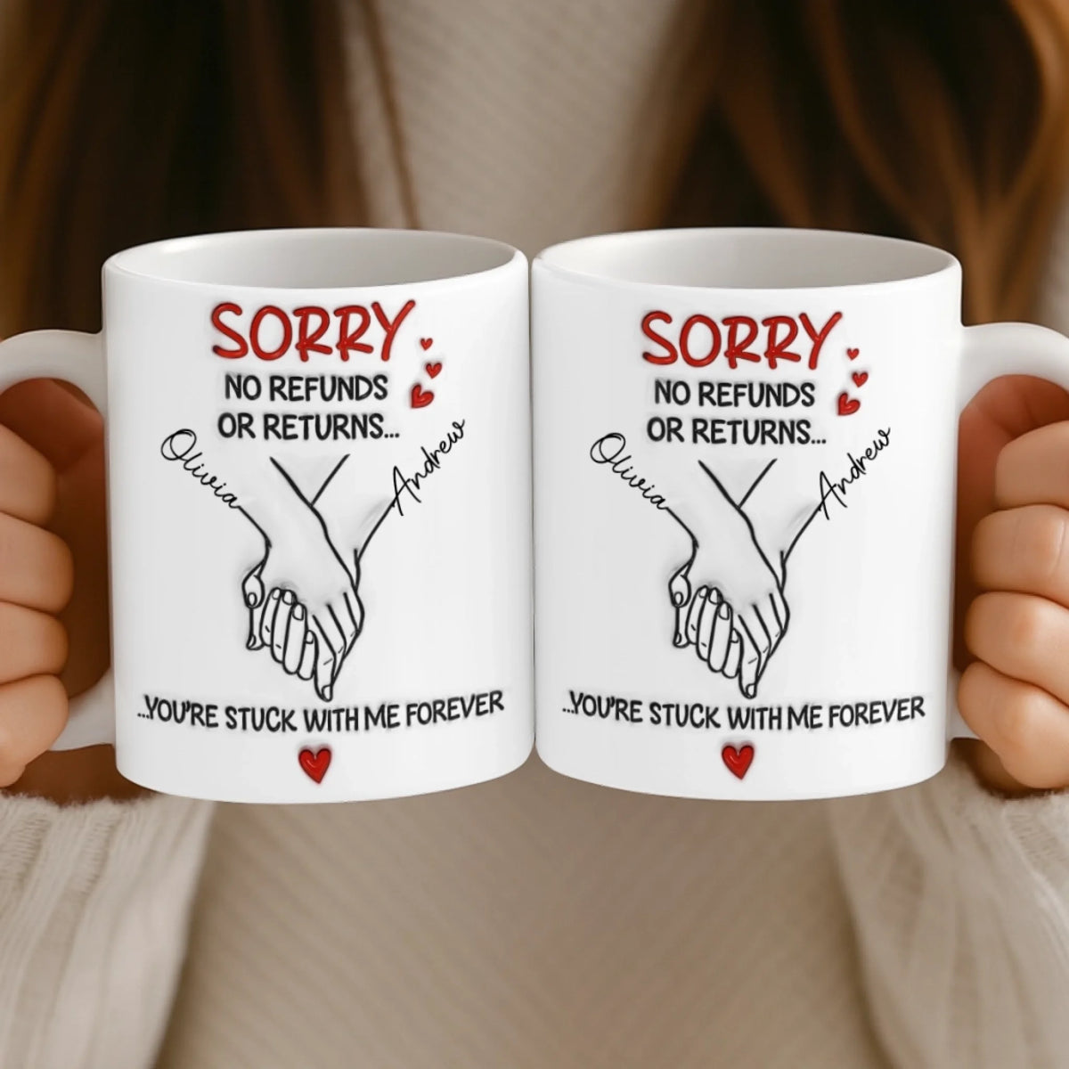 Custom 3D Inflated Effect Printed Mug - Personalized Anniversary Wedding Gifts For Husband And Wife, Him And Her - Side By Side Feels Natural