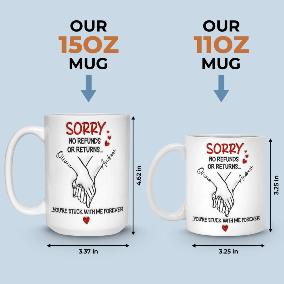 Custom 3D Inflated Effect Printed Mug - Personalized Anniversary Wedding Gifts For Husband And Wife, Him And Her - Side By Side Feels Natural