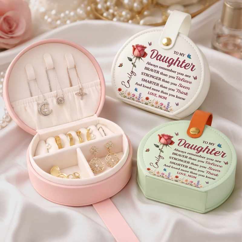 Custom Jewelry Box With Handle - Personalized Birthday Gifts For Mom, Daughter - Forever My Little Girl