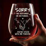 Custom Wine Glass - Personalized Anniversary Wedding Gifts For Husband And Wife, Him And Her - Stuck With Me Forever