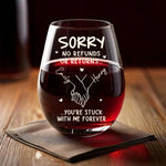Custom Wine Glass - Personalized Anniversary Wedding Gifts For Husband And Wife, Him And Her - Stuck With Me Forever