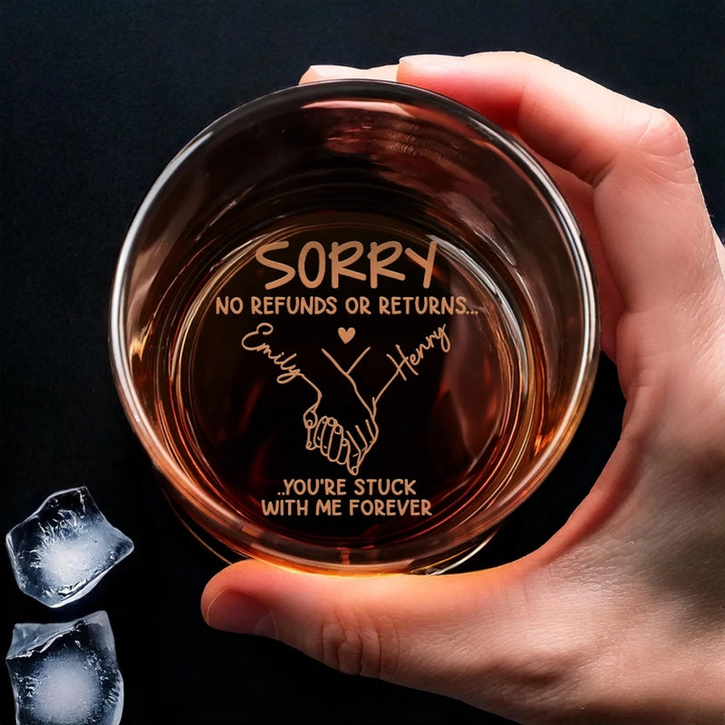 Custom Whiskey Glass - Personalized Anniversary Wedding Gifts For Husband And Wife, Him And Her, Wine, Bourbon, Whiskey Lovers - Sorry, I’m Your Problem