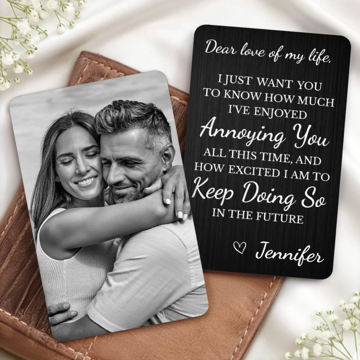 Custom Photo Metal Wallet Card - Personalized Anniversary Wedding Gifts For Husband And Wife, Him And Her - Two Hearts Growing Forward