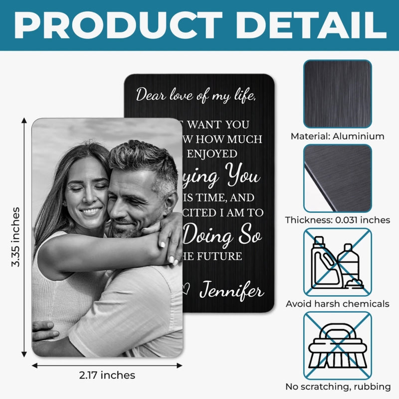 Custom Photo Metal Wallet Card - Personalized Anniversary Wedding Gifts For Husband And Wife, Him And Her - Two Hearts Growing Forward