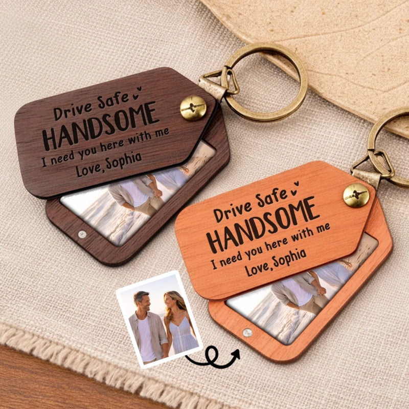 Custom Photo Wooden Keychain - Personalized Anniversary Wedding Gifts For Husband And Wife, Him And Her - You Make Moments Matter