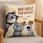Custom Pillow - Personalized Birthday Gifts For Dog Cat Lovers, Dog Dad And Mom, Cat Owners - Pets Rule Humans Serve