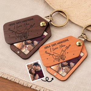 Custom Photo Wooden Keychain - Personalized Anniversary Wedding Gifts For Husband And Wife, Him And Her - Love Chosen In Small Ways