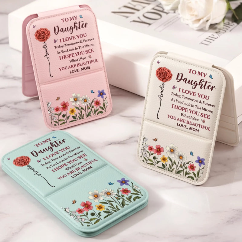 Custom Pocket Mirror - Personalized Birthday Gifts For Mom, Daughter - See Yourself With Love
