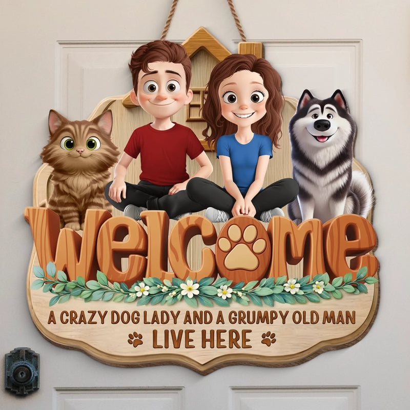 Custom Wood Sign - Personalized Anniversary Wedding Gifts For Husband And Wife, Dog Cat Lovers - Home Sweet Fur