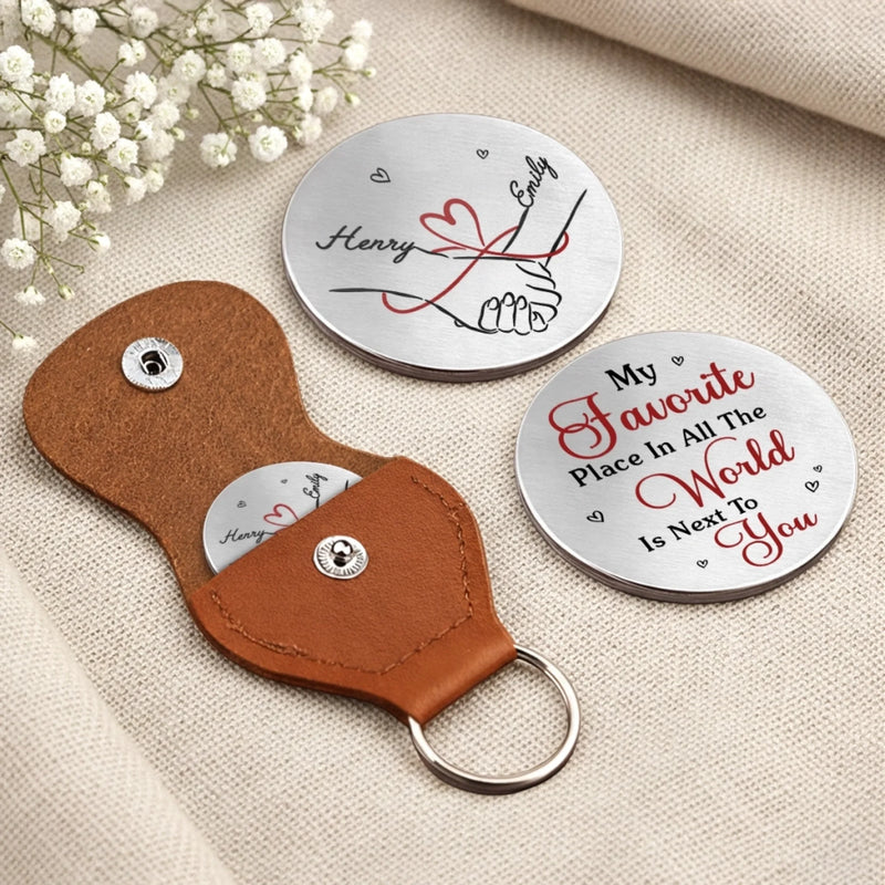 Custom Pocket Hug - Personalized Anniversary Wedding Gifts For Husband And Wife, Him And Her - Love Grows Quietly With Us