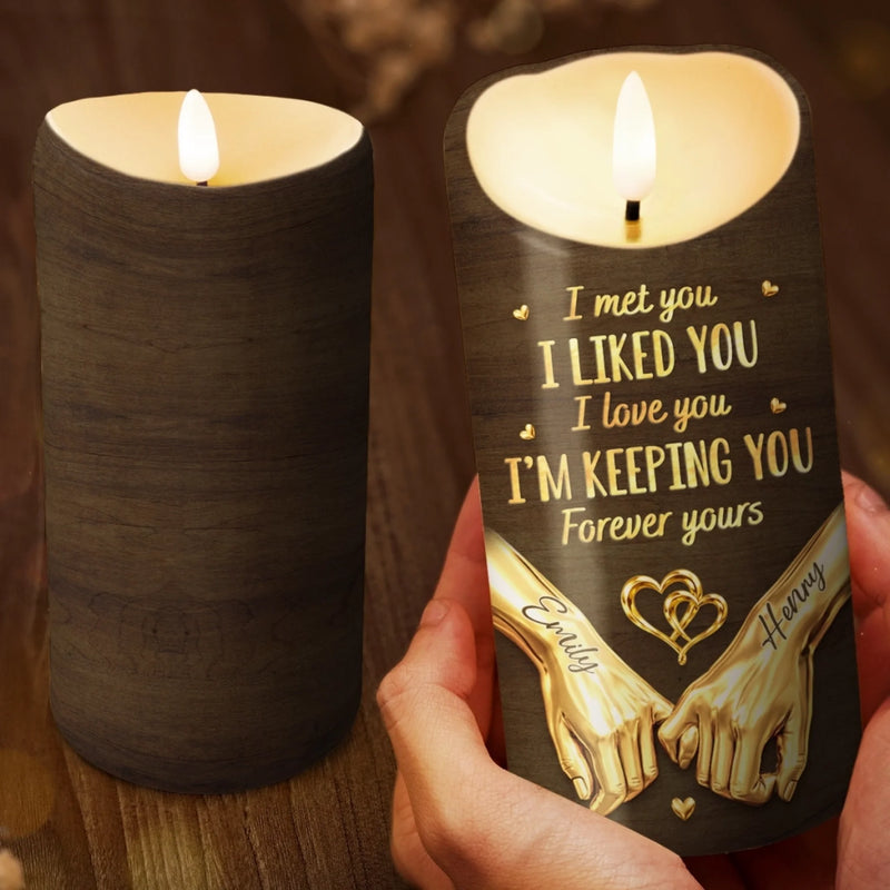 Custom LED Candle - Personalized Anniversary Wedding Gifts For Husband And Wife, Him And Her - Forever Starts With Us