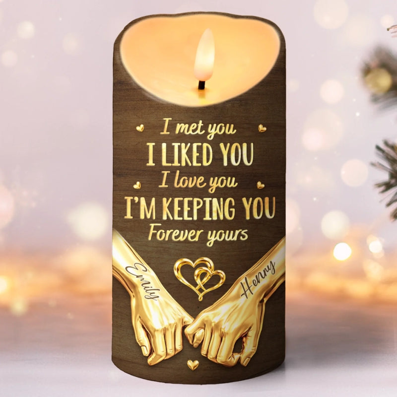 Custom LED Candle - Personalized Anniversary Wedding Gifts For Husband And Wife, Him And Her - Forever Starts With Us