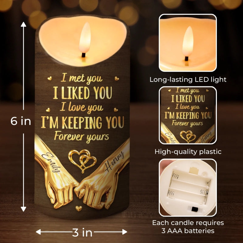 Custom LED Candle - Personalized Anniversary Wedding Gifts For Husband And Wife, Him And Her - Forever Starts With Us