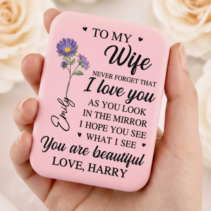 Custom LED Compact Makeup Mirror - Personalized Anniversary Wedding Gifts For Husband And Wife, Him And Her - You’re My Everyday Miracle