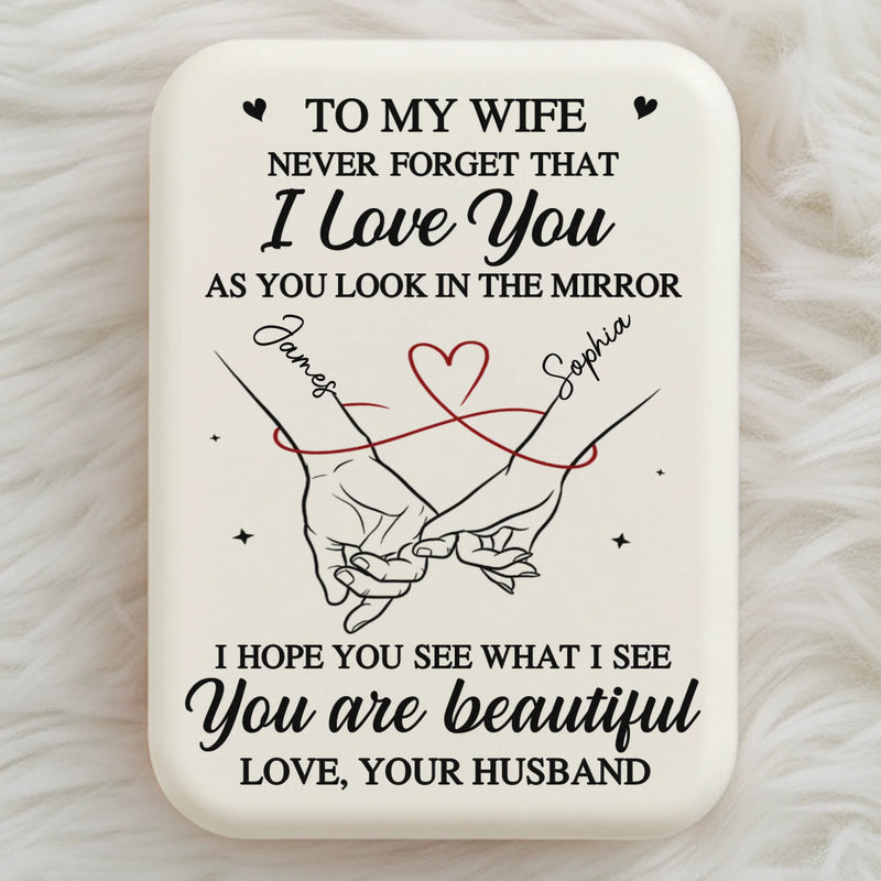 Custom LED Compact Makeup Mirror - Personalized Anniversary Wedding Gifts For Husband And Wife, Him And Her - You’re My Everyday Miracle