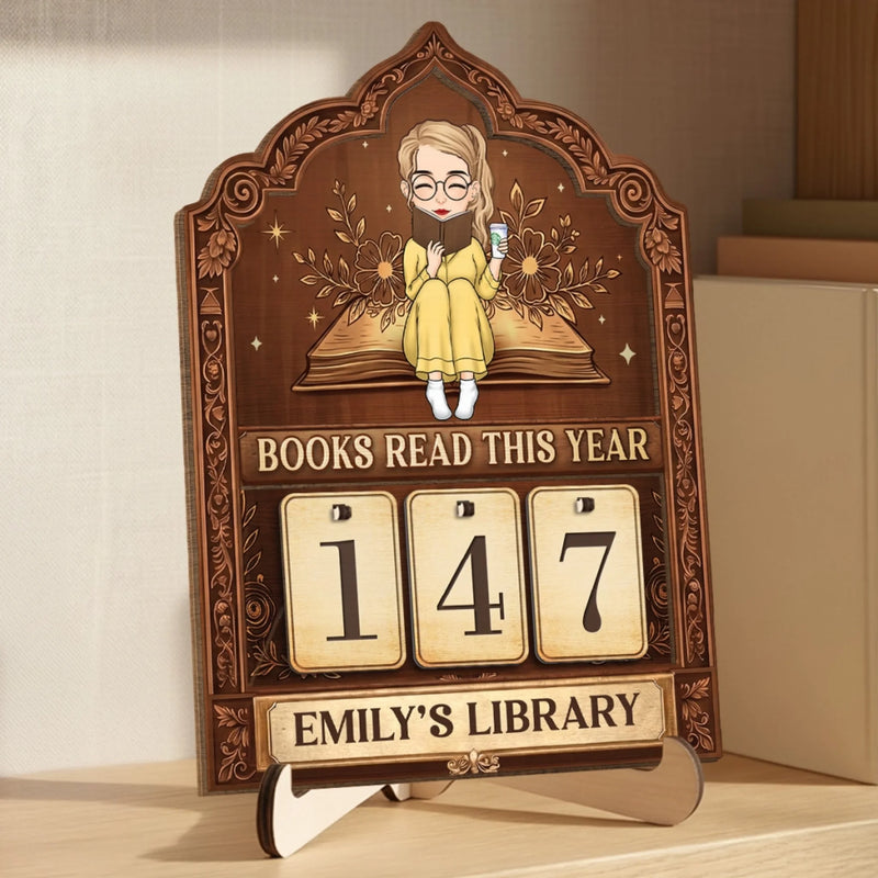 Custom Wooden Tracker Sign - Personalized Bookish Gifts For Book Lovers, Bookworms, Readers - A Year Of Stories