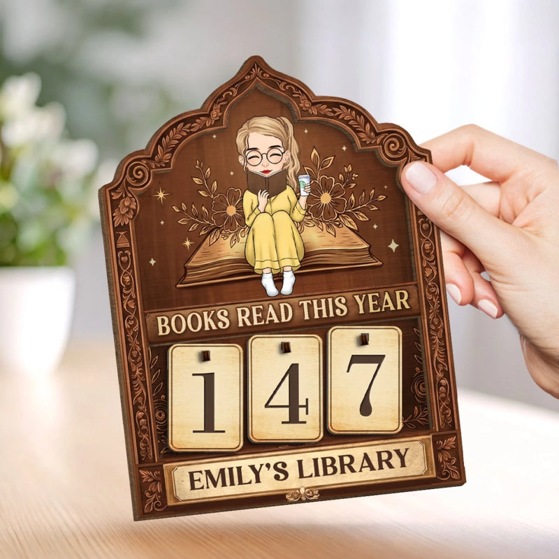 Custom Wooden Tracker Sign - Personalized Bookish Gifts For Book Lovers, Bookworms, Readers - A Year Of Stories