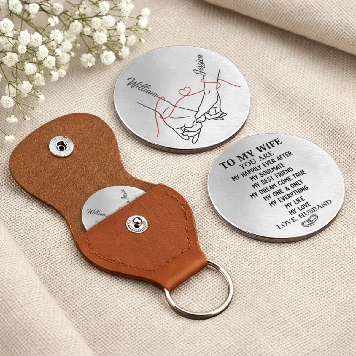 Custom Pocket Hug - Personalized Anniversary Wedding Gifts For Husband And Wife, Him And Her - Married And Blessed