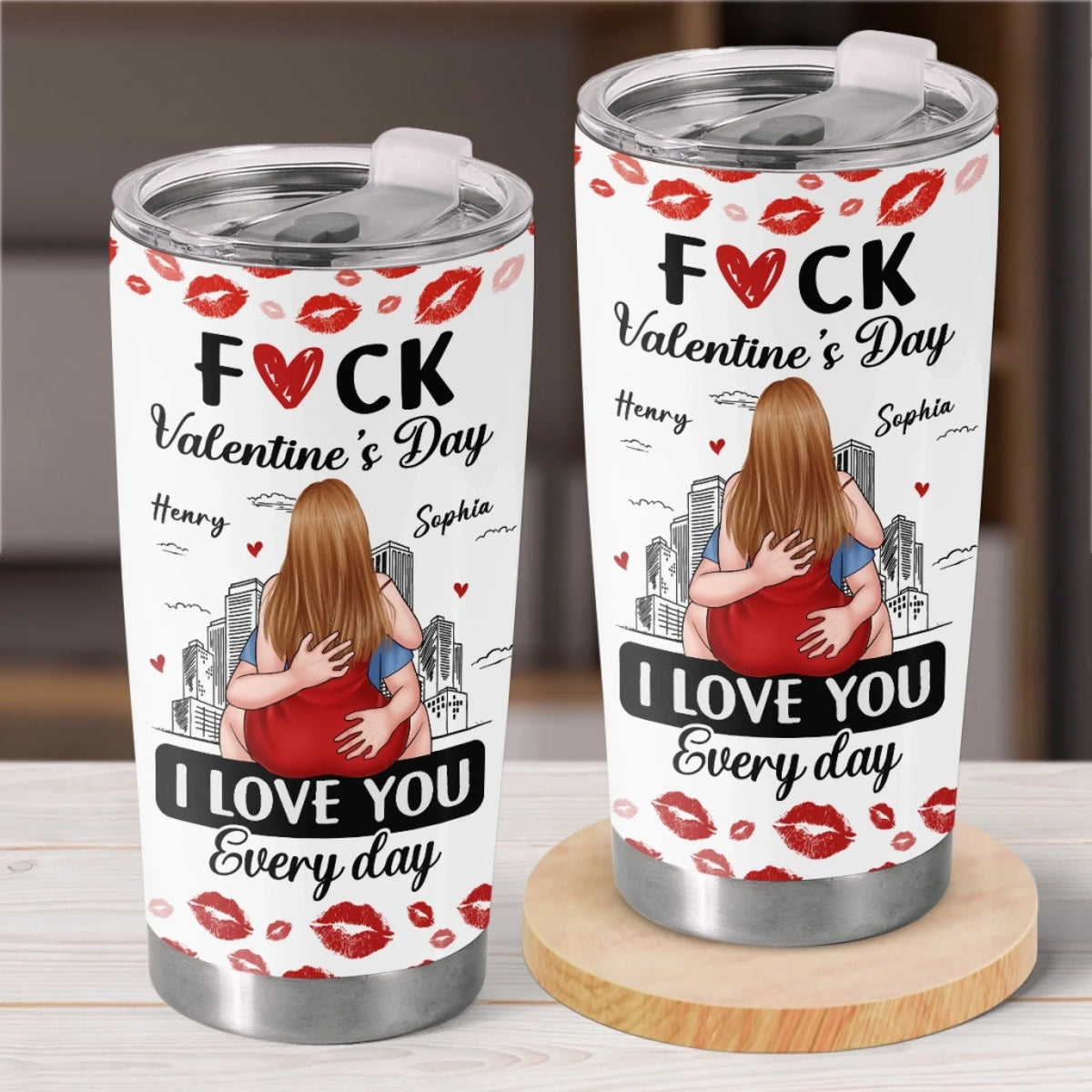 Custom Tumbler - Personalized Anniversary Wedding Gifts For Husband And Wife, Him And Her - Love You On Repeat