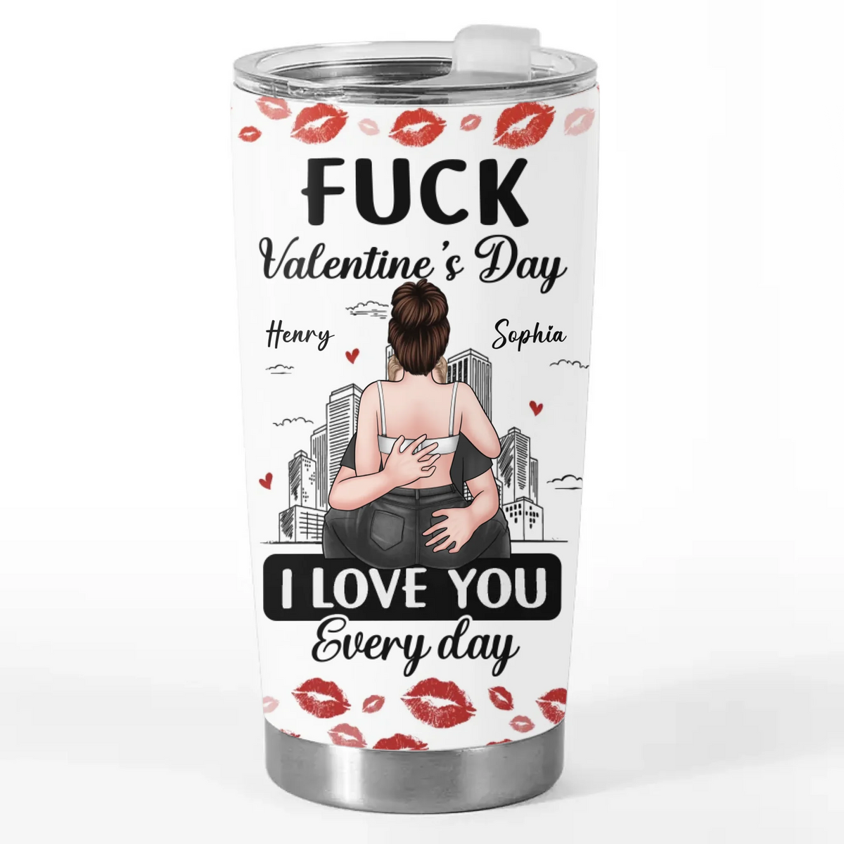 Custom Tumbler - Personalized Anniversary Wedding Gifts For Husband And Wife, Him And Her - Love You On Repeat