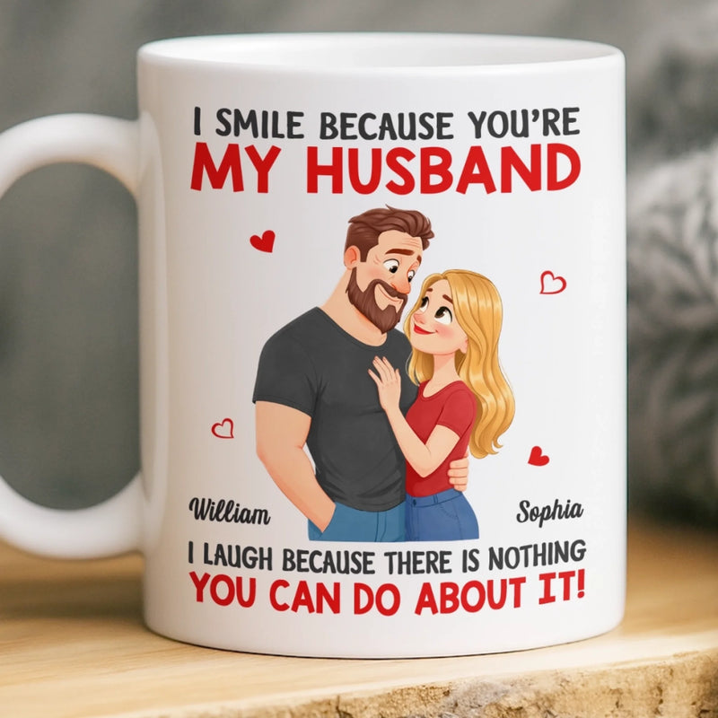Custom Mug - Personalized Anniversary Wedding Gifts For Husband And Wife, Him And Her - Married You, Smiling Daily