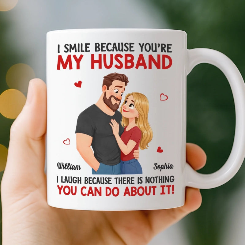 Custom Mug - Personalized Anniversary Wedding Gifts For Husband And Wife, Him And Her - Married You, Smiling Daily
