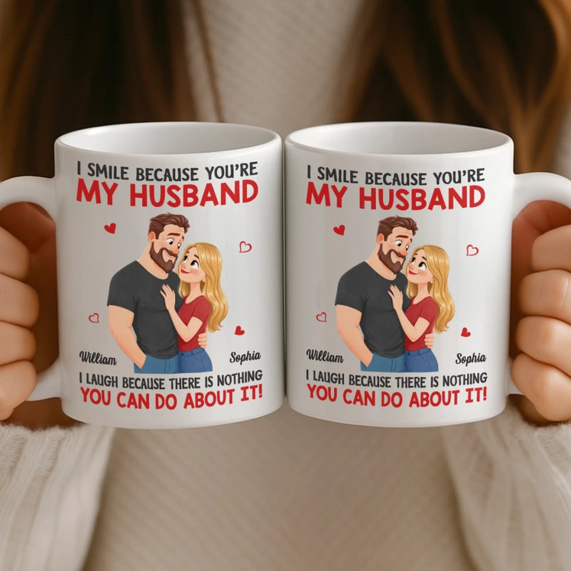 Custom Mug - Personalized Anniversary Wedding Gifts For Husband And Wife, Him And Her - Married You, Smiling Daily