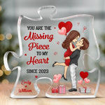 Custom Puzzle Shaped Acrylic Plaque - Personalized Anniversary Wedding Gifts For Husband And Wife, Him And Her - Destiny Brought You To Me