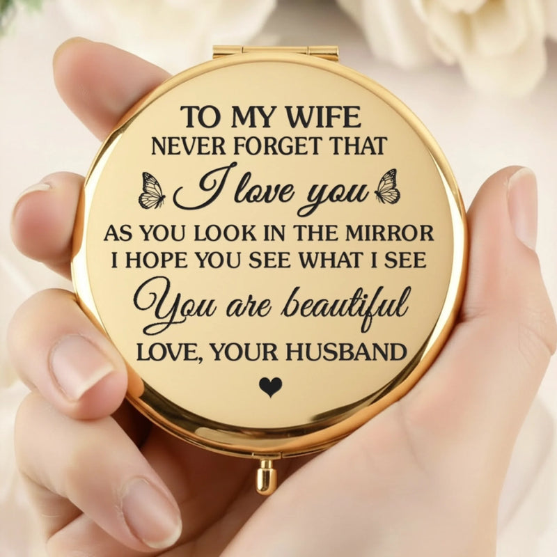 Custom Compact Mirror - Personalized Anniversary Wedding Gifts For Husband And Wife, Him And Her - Just You And Me Together