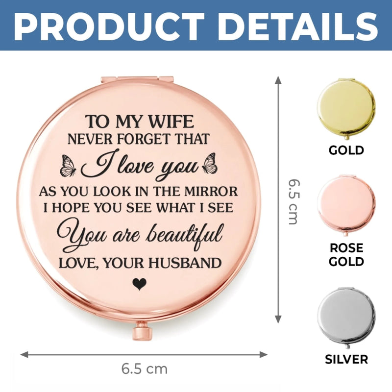 Custom Compact Mirror - Personalized Anniversary Wedding Gifts For Husband And Wife, Him And Her - Just You And Me Together
