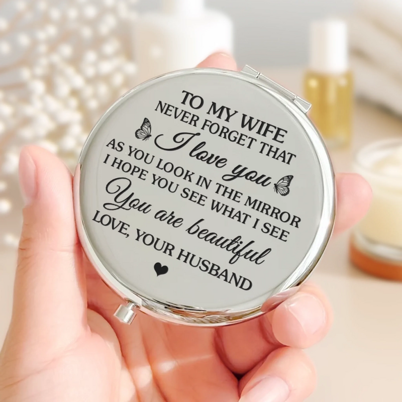 Custom Compact Mirror - Personalized Anniversary Wedding Gifts For Husband And Wife, Him And Her - Just You And Me Together