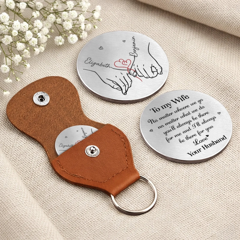 Custom Pocket Hug - Personalized Anniversary Wedding Gifts For Husband And Wife, Him And Her - Love Feels Steady With You