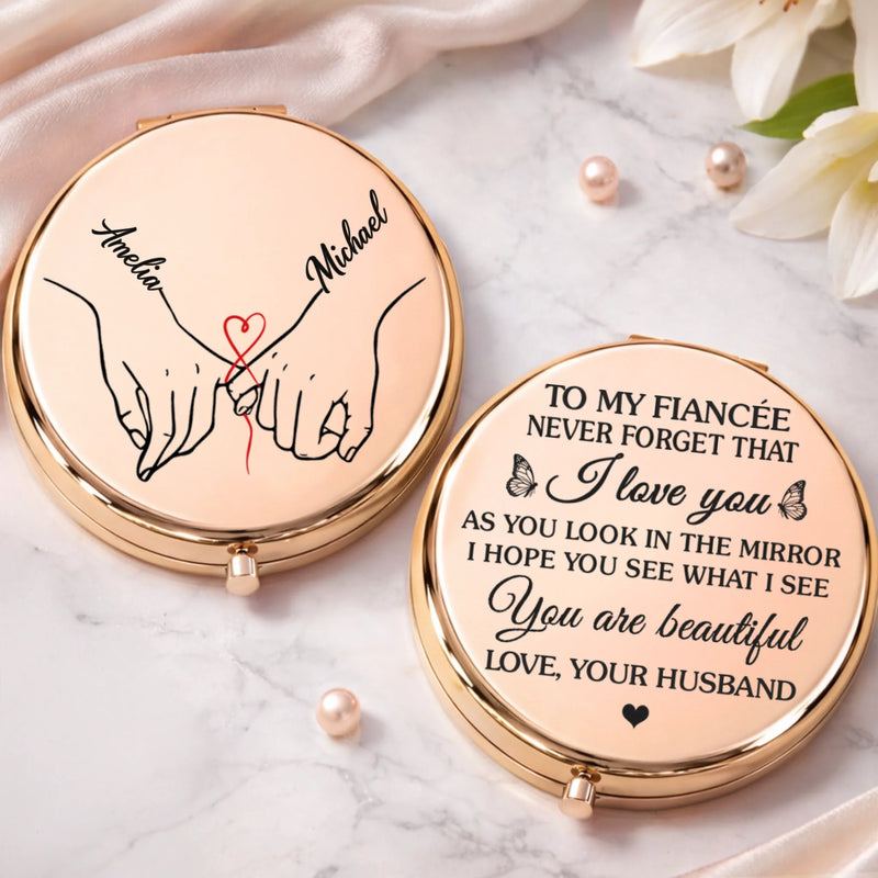 Custom Compact Mirror - Personalized Anniversary Wedding Gifts For Husband And Wife, Him And Her - Just You And Me Together