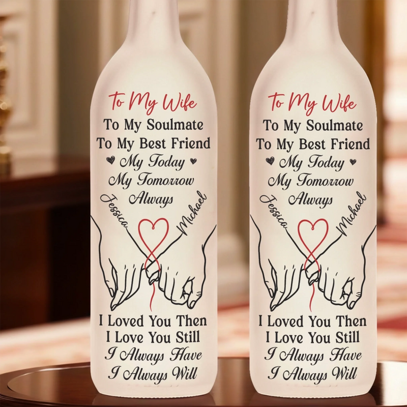Custom Bottle Lamp - Personalized Anniversary Wedding Gifts For Husband And Wife, Him And Her - Our Love Glows Forever