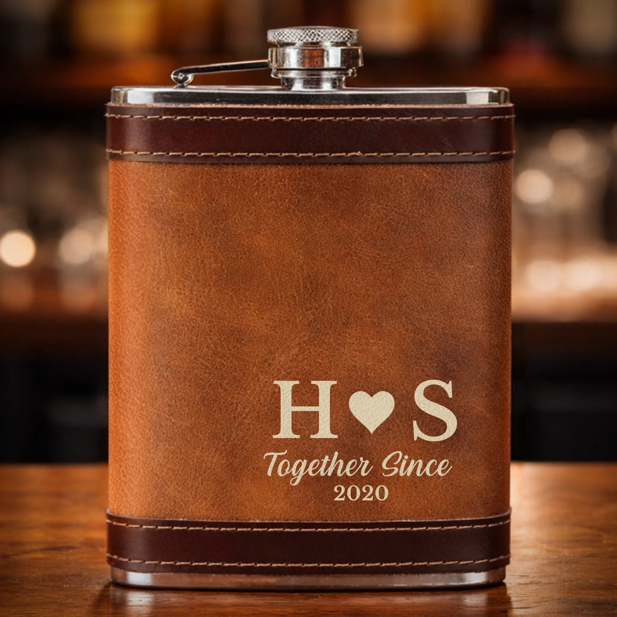 Custom Hip Flask Set - Personalized Anniversary Wedding Gifts For Husband And Wife, Him And Her - Our Love Moves Gently