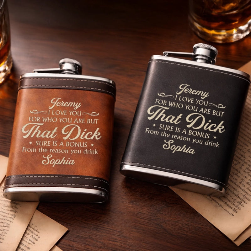 Custom Hip Flask Set - Personalized Anniversary Wedding Gifts For Husband And Wife, Him And Her - Us Feels Right Always