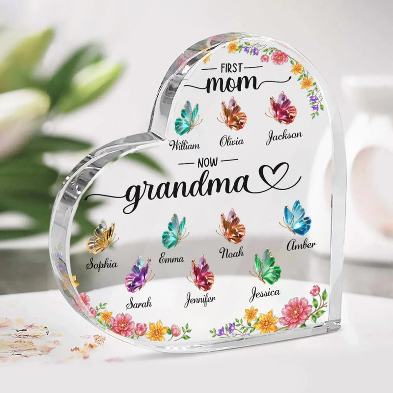 Custom Heart Shaped Acrylic Plaque - Personalized Mother's Day Gifts For Mom, Grandma - Love Grows In Our Family