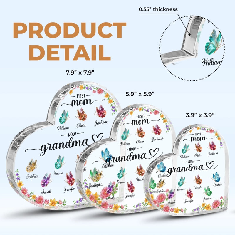 Custom Heart Shaped Acrylic Plaque - Personalized Mother's Day Gifts For Mom, Grandma - Love Grows In Our Family