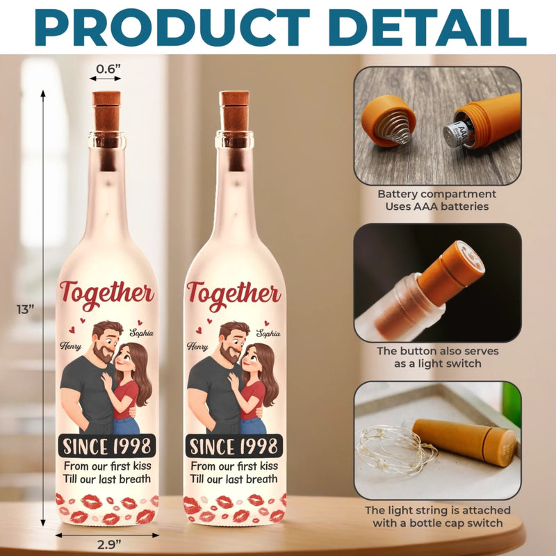 Custom Bottle Lamp - Personalized Anniversary Valentine Wedding Gifts For Husband And Wife, Him And Her - Love Feels Steady With You