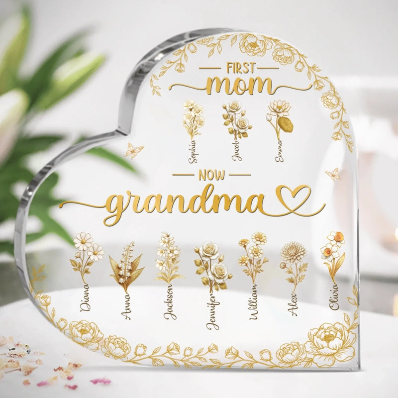 Custom Heart Shaped Acrylic Plaque - Personalized Mother's Day Gifts For Mom, Grandma - Rooted In Love