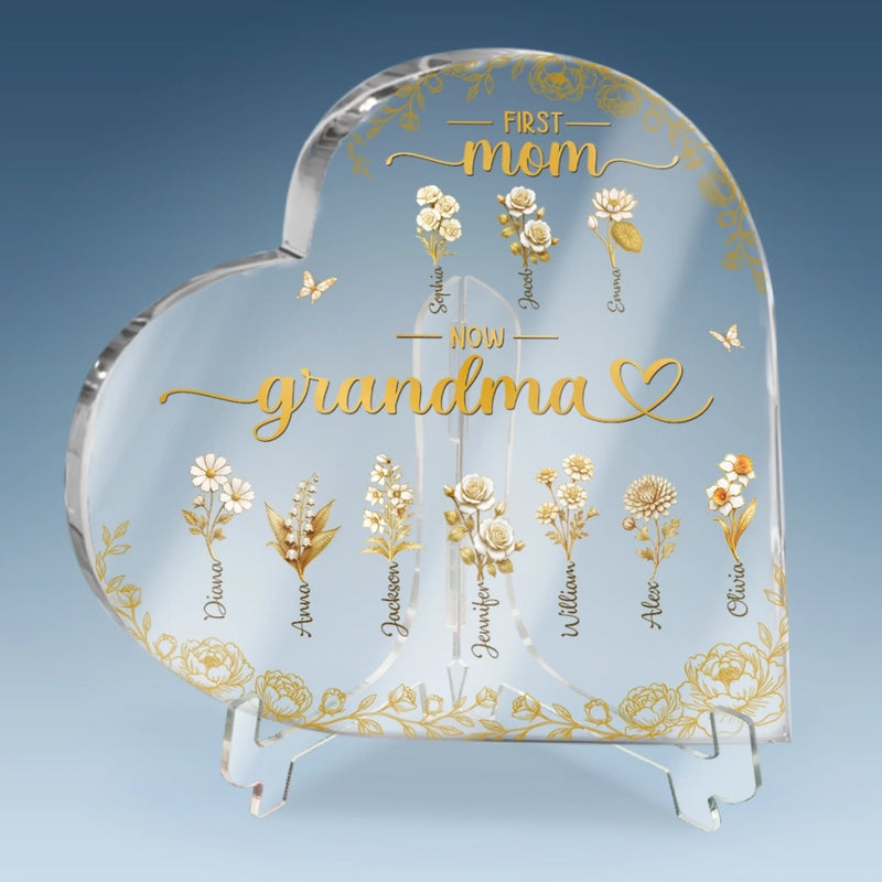 Custom Heart Shaped Acrylic Plaque - Personalized Mother's Day Gifts For Mom, Grandma - Rooted In Love