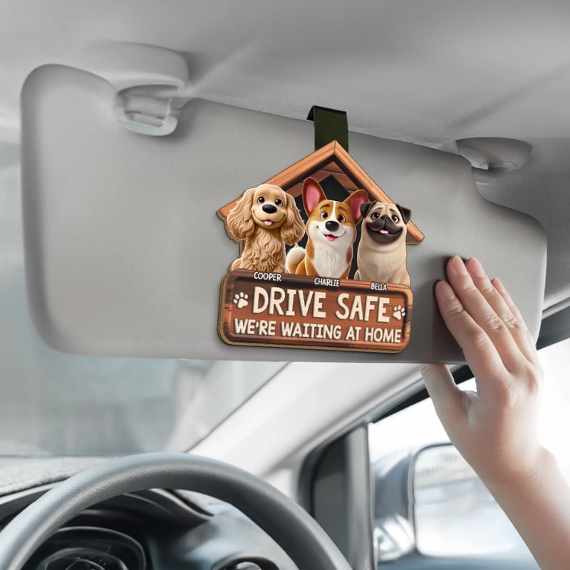 Custom Car Visor Clip - Personalized Birthday Gifts For Dog Lovers, Dog Dad And Mom - Drive Safe Always
