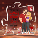 Custom Puzzle Shaped Acrylic Plaque - Personalized Anniversary Wedding Gifts For Husband And Wife, Him And Her - Love Grows Where We Are