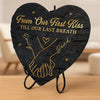 Custom Heart Shaped Stone With Stand - Personalized Anniversary Wedding Gifts For Husband And Wife, Him And Her - Hand In Hand Forever