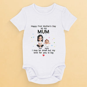 Custom First Mother's Day Baby Onesie - Personalized Baby Shower, Gender Reveal Gifts For New Moms, New Dads, New Parents - Loved From Day One