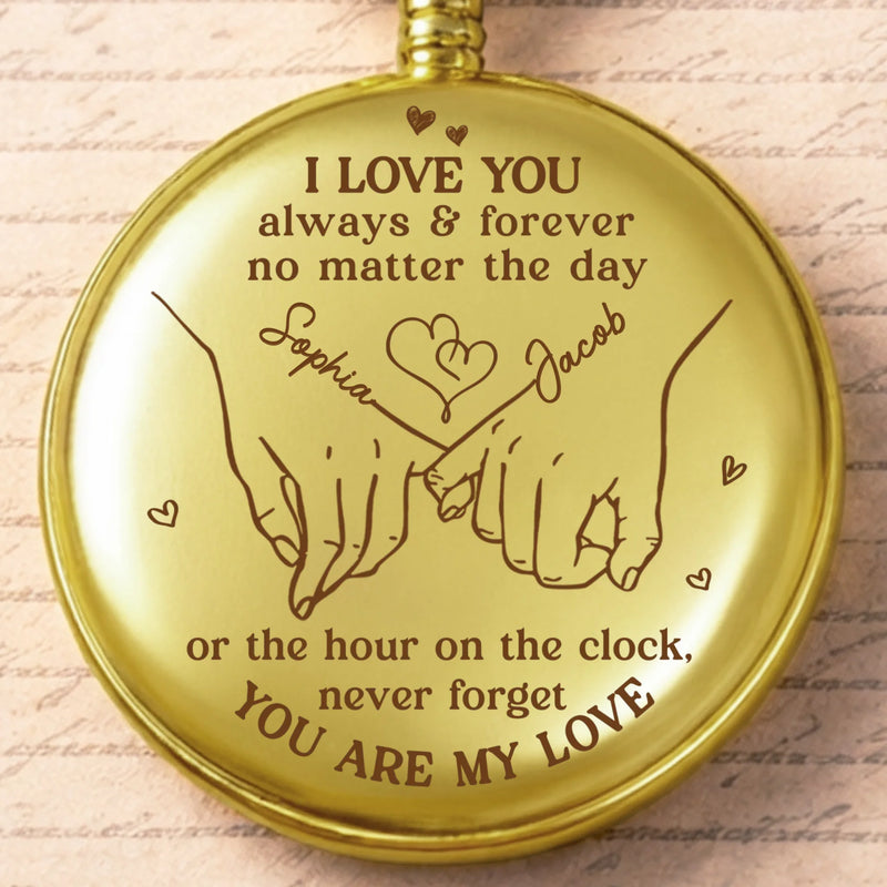 Custom Pocket Watch - Personalized Anniversary Wedding Gifts For Husband And Wife, Him And Her - Love Feels Right With You