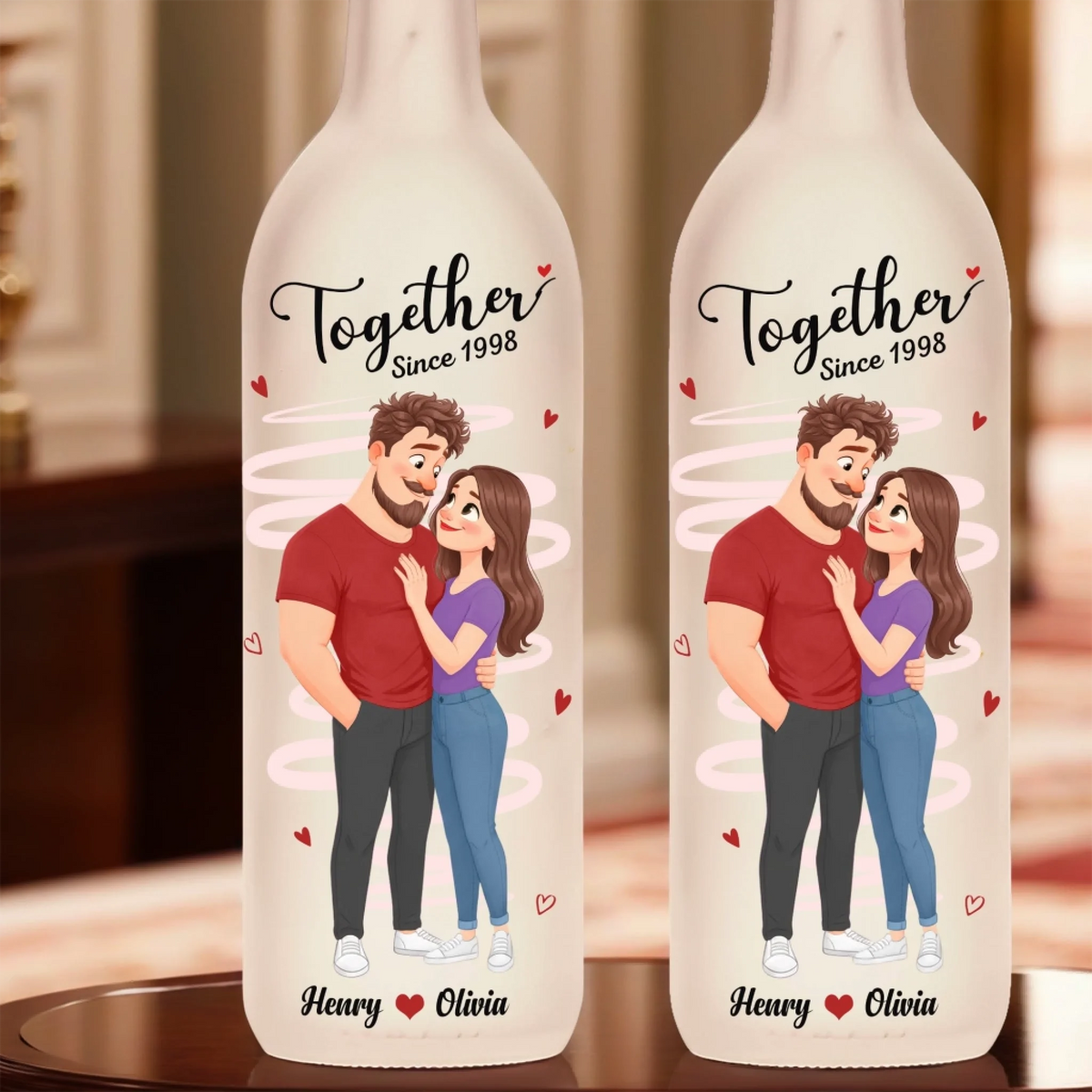 Custom Bottle Lamp - Personalized Anniversary Valentine Wedding Gifts For Husband And Wife, Him And Her - You Make Life Feel Lighter