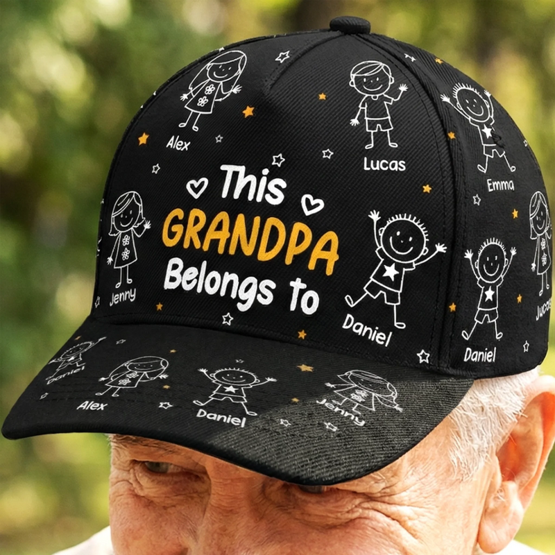 Custom Hat, All Over Print Classic Cap - Personalized Birthday Gifts For Dad, Grandpa - World’s Best Grandpa Crew