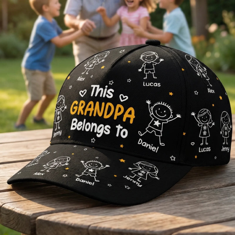 Custom Hat, All Over Print Classic Cap - Personalized Birthday Gifts For Dad, Grandpa - World’s Best Grandpa Crew