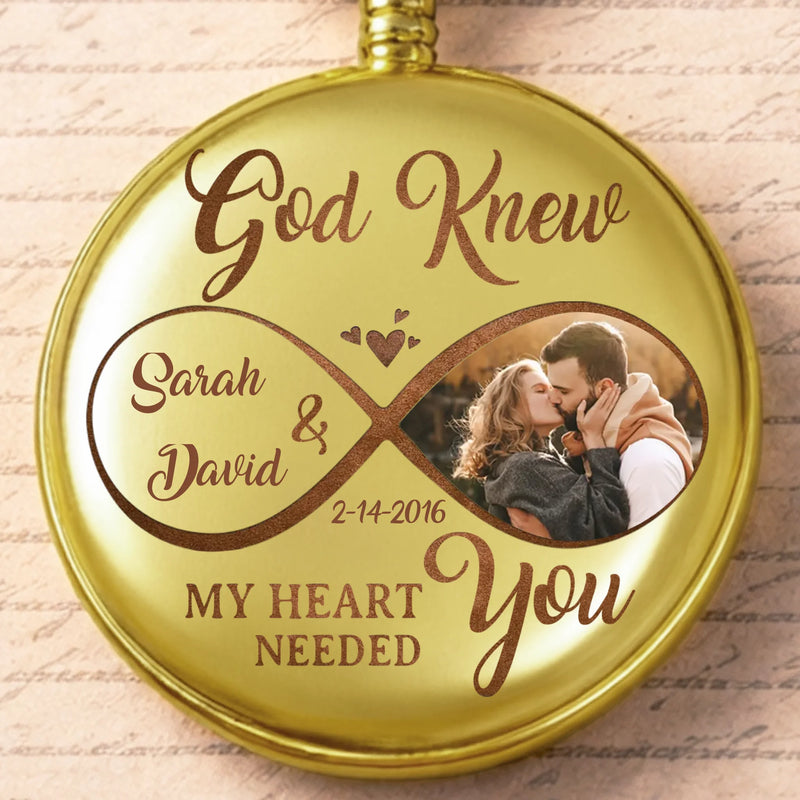Custom Photo Pocket Watch - Personalized  Anniversary Wedding Gifts For Husband And Wife, Him And Her - Us Feels Right Always